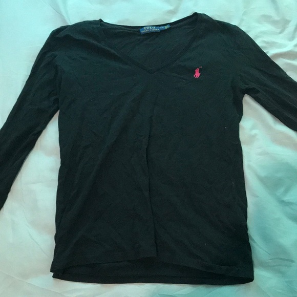 Polo black long sleeve shirt with pink Symbol - Picture 1 of 1